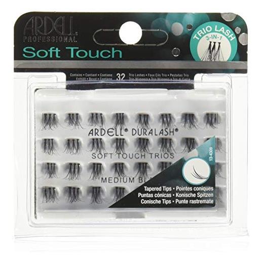 Ardell soft touch trios - ciglia per occhi, misura media, colore: nero