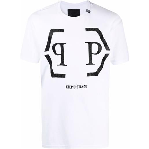 Philipp Plein t-shirt hexagon con logo - bianco