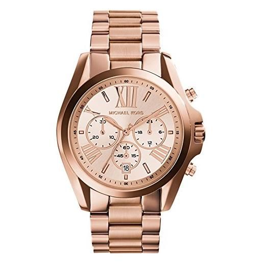 Michael Kors bradshaw orologio da donna, misura cassa 43 mm, movimento cronografo al quarzo, cinturino in acciaio inossidabile, rosa