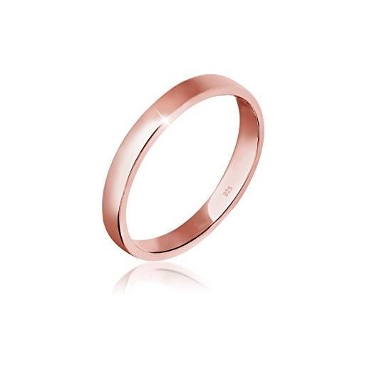 Elli anello da donna, in argento 925, placcato oro rosa, misura 56
