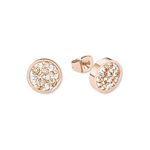 s.Oliver orecchio borchie in acciaio inox da donna, con cristallo, 1 cm, colore rosa, fornito in confezione regalo per gioielli, 2020330