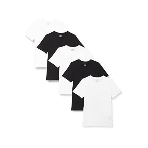 JACK & JONES jjeorganic basic tee ss o-neck 5pk mp t-shirt, nero. Confezione: 2 bianche, 2 blu navy, 1 nero, xs uomo