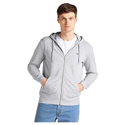 Lee basic zip through hoodie, felpa con cappuccio uomo, grigio (grey mele mp), s