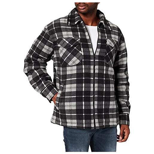 Urban Classics plaid teddy lined shirt jacket giacca, nero/bianco, l uomo