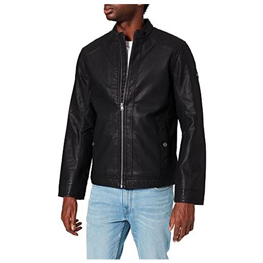 TOM TAILOR giacca da motociclista in ecopelle, uomo, nero (black 29999), xl