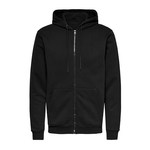 Only & sons felpa con cappuccio onsceres, nero, xl