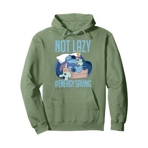 Disney lilo & stitch not lazy energy saving felpa con cappuccio