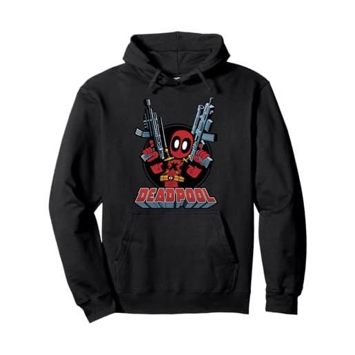 Marvel deadpool cartoon guns felpa con cappuccio