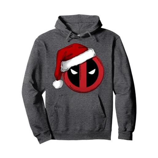 Marvel deadpool icon santa hat natale felpa con cappuccio