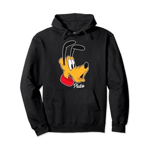 Disney mickey and friends pluto big face signature felpa con cappuccio