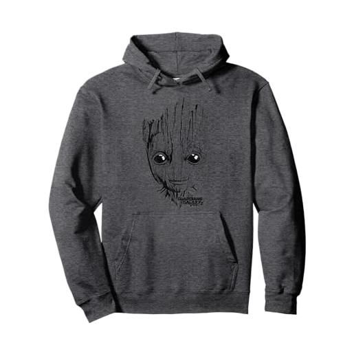 Marvel guardians vol. 2 groot lines face felpa con cappuccio