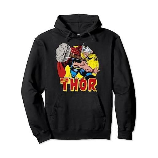 Marvel mighty thor hammer throw vintage felpa con cappuccio