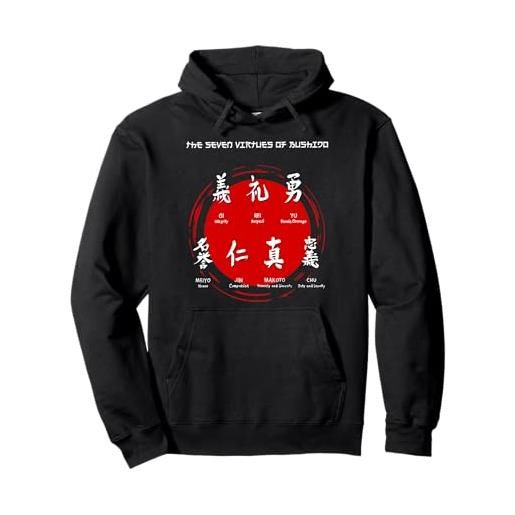Malagatto Studio bushido virtues simboli samurai codice giapponese felpa con cappuccio