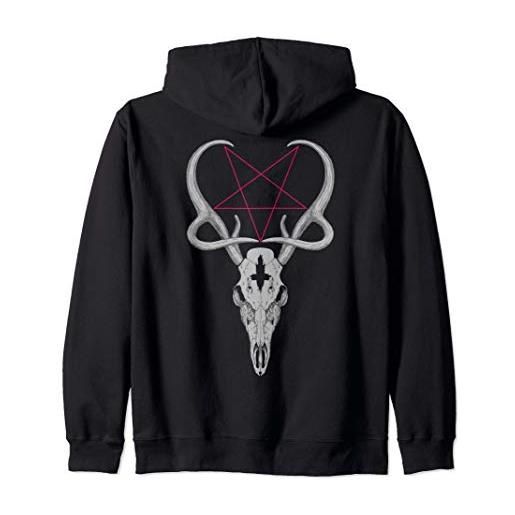 SATANIC DEATH METAL death metal pagan occulto goth satanic | teschio di cervo felpa con cappuccio