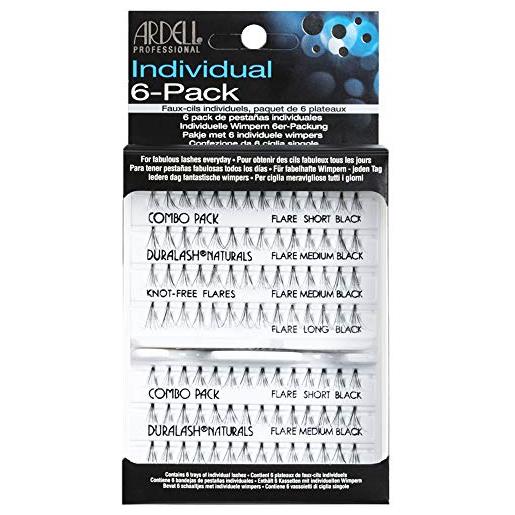 Ardell ciglia 6 pack knot-free individuals combo, nero - 1 paio