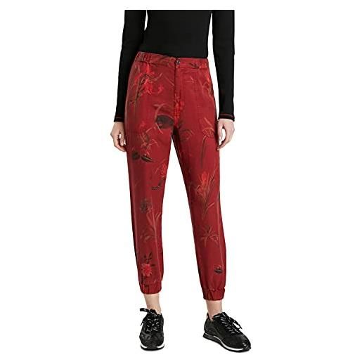 Desigual pant_camotiger pantaloni casual, colore: rosso, s donna