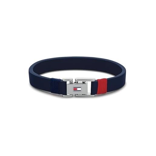 Tommy Hilfiger jewelry braccialetto da uomo in pelle blu navy - 2790226s