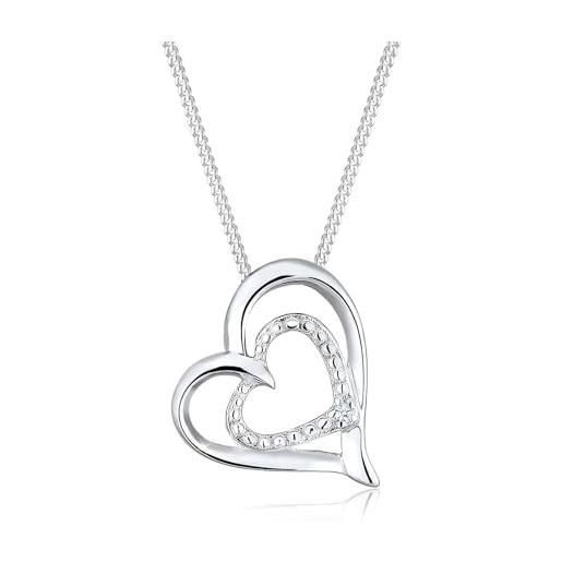 DIAMORE elli diamonds collana donne auricolari cuore prova d'amore con diamante (0.015 ct. ) in argento sterling 925