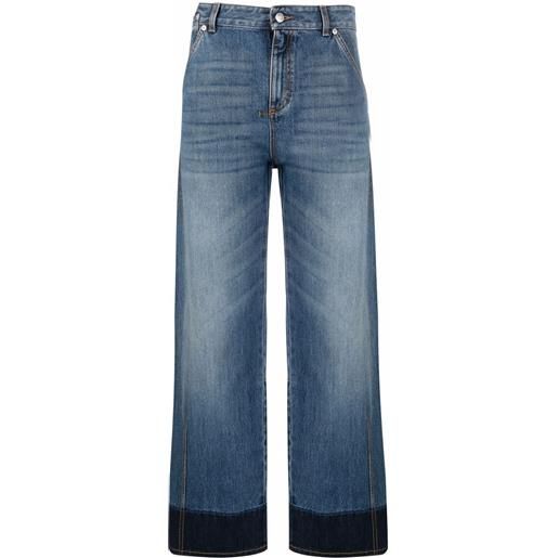 Alexander McQueen jeans dritti bicolore - blu