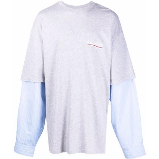Balenciaga t-shirt con design a strati oversize - grigio