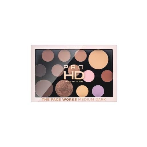 Makeup Revolution pro hd amplified palette the face works - medium dark palette multifunzione 15 g