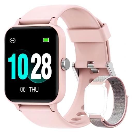 Blackview smartwatch donna, orologio fitness tracker, 1,83 full touch smart watch, monitoraggio sonno, spo2, frequenza cardiaca, notifiche messaggi(2 cinturini)