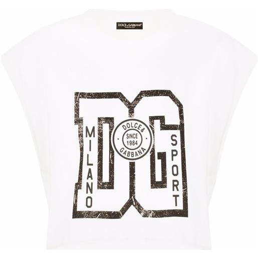 Dolce & Gabbana t-shirt crop con stampa - bianco