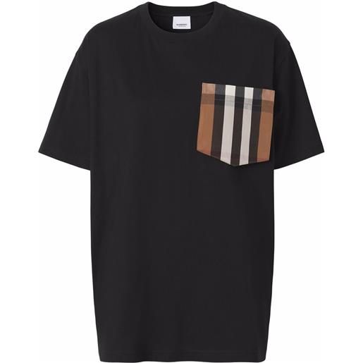 Burberry t-shirt con taschino a quadri - nero