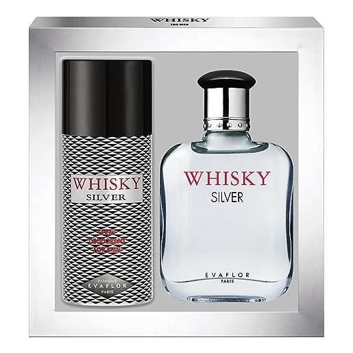 EVAFLORPARIS whisky silver - cofanetto eau de toilette 100ml + deodorante 15oml - spray - profumo uomo - regalo - EVAFLORPARIS