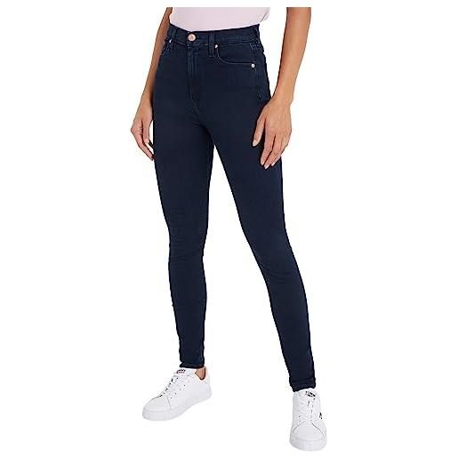 Tommy Hilfiger tommy jeans jeans donna sylvia vita alta, blu (avenue dark blue stretch), 29w / 32l