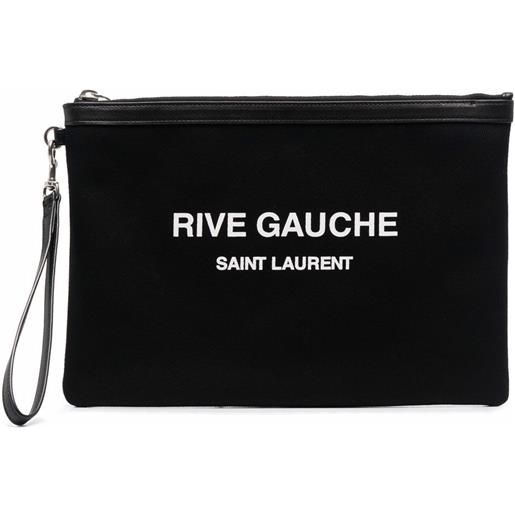 Saint Laurent clutch rive gauche con stampa - nero