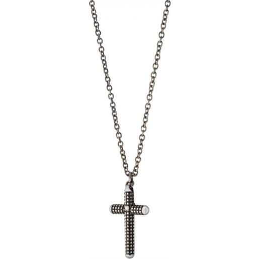 Damiani collana metropolitan croce in oro black con diamanti