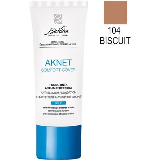 BioNike aknet - comfort cover fondotinta anti-imperfezioni n. 104 biscuit, 30ml