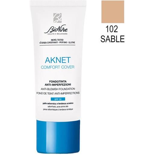 BioNike aknet - comfort cover fondotinta anti-imperfezioni n. 102 sable, 30ml