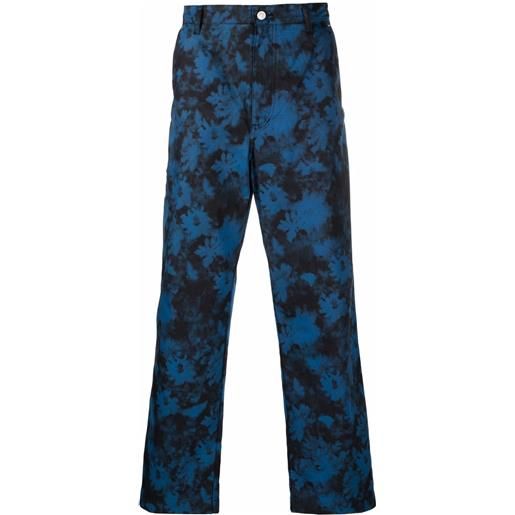 Kenzo pantaloni dritti con fantasia tie-dye ghost flower - blu