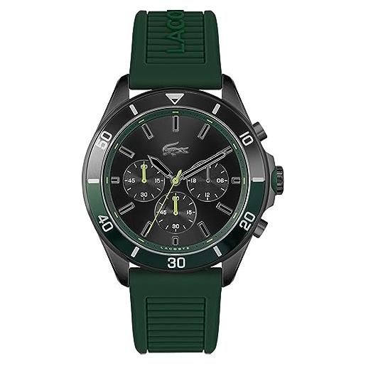 Lacoste orologio con cronografo al quarzo da uomo con cinturino in silicone verde - 2011153