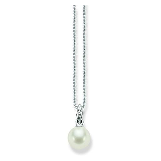Thomas sabo collana da donna con ciondolo in argento 925 con perla bianca taglio ovale 42 cm - scke150060