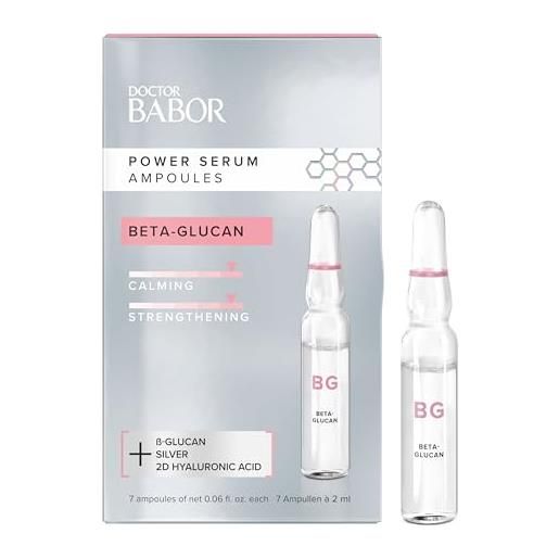 BABOR doctor BABOR power serum beta-glucan, trattamento calmante per il viso composto da fiale di acido ialuronico e beta-glucani, formula vegana, 7 fiale da 2 ml