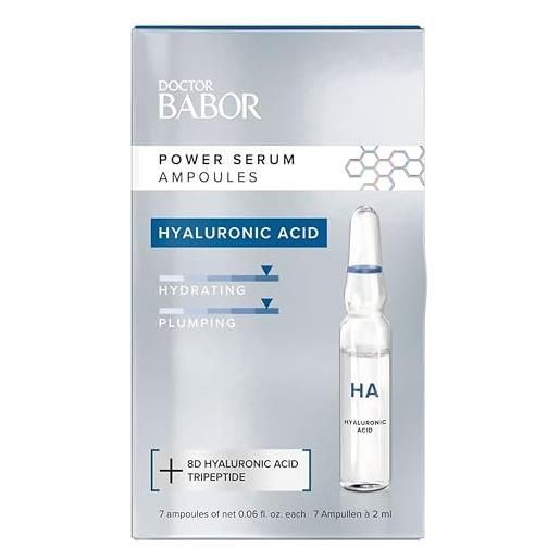 BABOR doctor BABOR power serum hyaluronic acid, trattamento per il viso composto da fiale di acido ialuronico e tripepditi per un'idratazione intensa, formula vegana, 7 fiale da 2 ml
