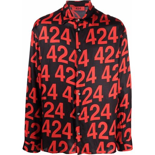 424 camicia con logo - nero
