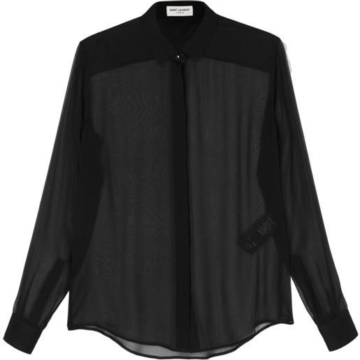Saint Laurent camicia semi trasparente - nero
