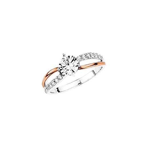 Amor anello in argento 925, con zirconi, bicolore, in confezione regalo, 9293346