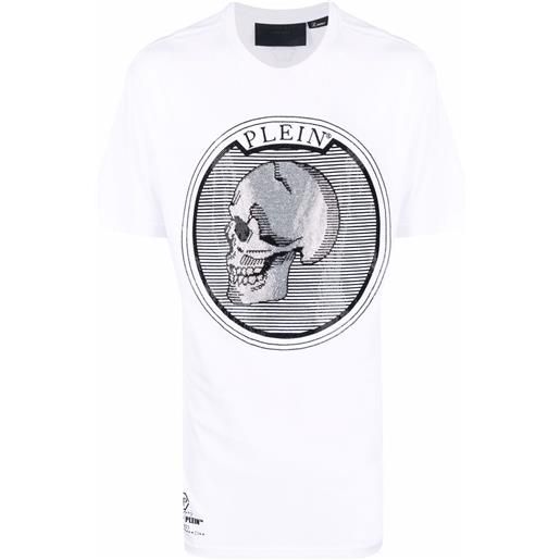 Philipp Plein t-shirt outline skull con cristalli - bianco