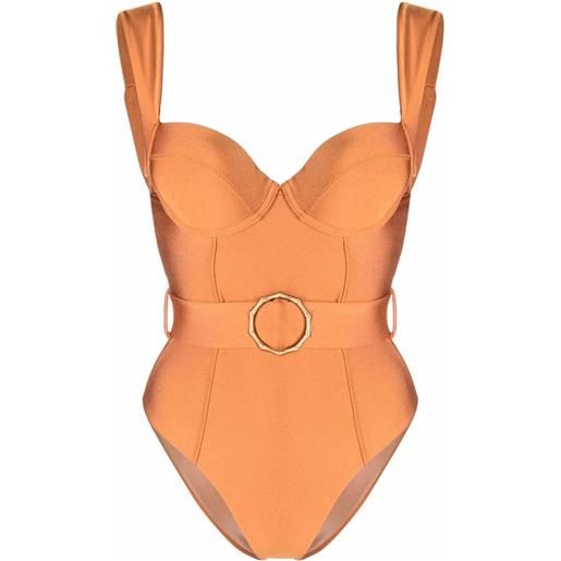 Noire Swimwear costume intero con cintura - arancione