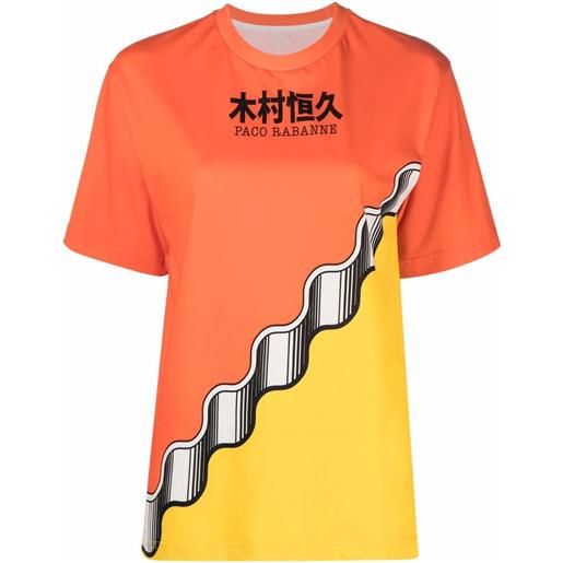 Rabanne t-shirt con design color-block paco rabanne x kimura - arancione