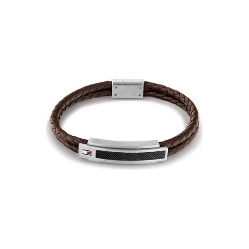 Tommy Hilfiger jewelry braccialetto da uomo in pelle marrone - 2790355