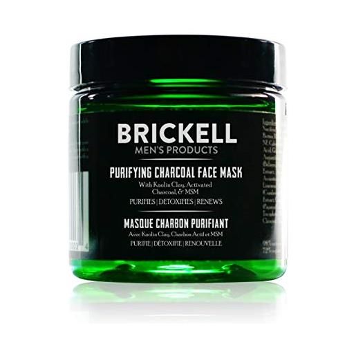 Brickell Men's Products maschera viso purificante al carbone - naturale ed organica - maschera al carbone attivo con argilla caolinica disintossicante - 118 ml