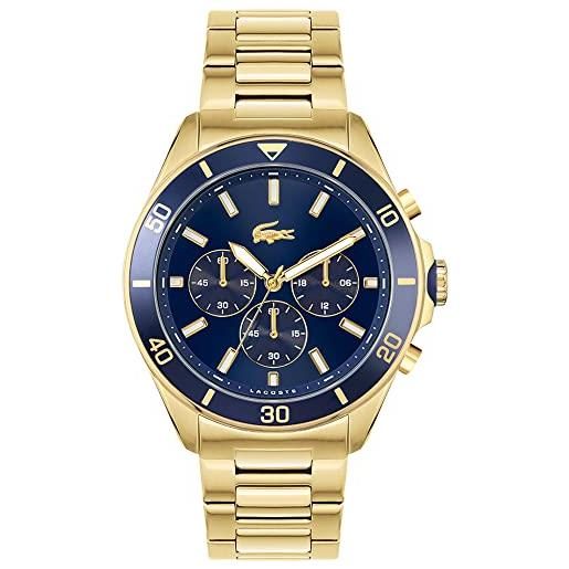 Lacoste orologio con cronografo al quarzo da uomo con cinturino in acciaio inossidabile dorato - 2011151