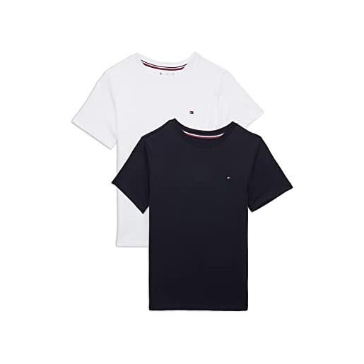 Tommy Hilfiger t-shirt ragazzo 2 pack 2 pk cn tee ss con scollo rotondo, desert sky/white, 122 (6-7)