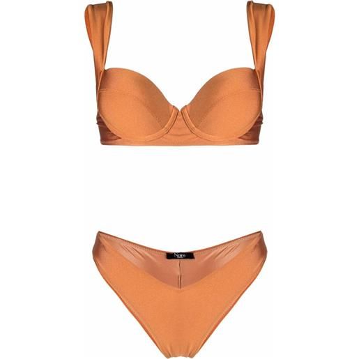 Noire Swimwear set bikini con finitura lucida - arancione